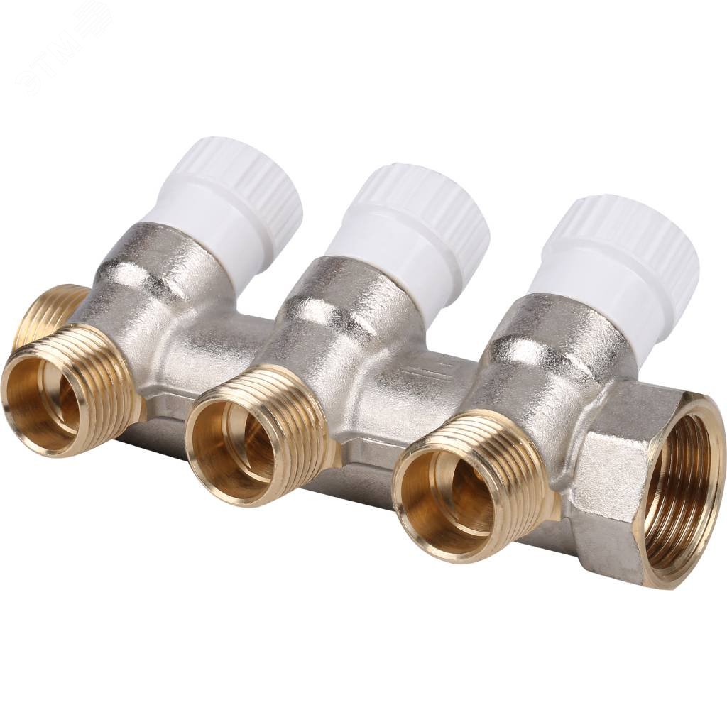 Изображение товара Коллектор распределительный 3/4 3 выхода 1/2 Итальянский качественный трубопровод