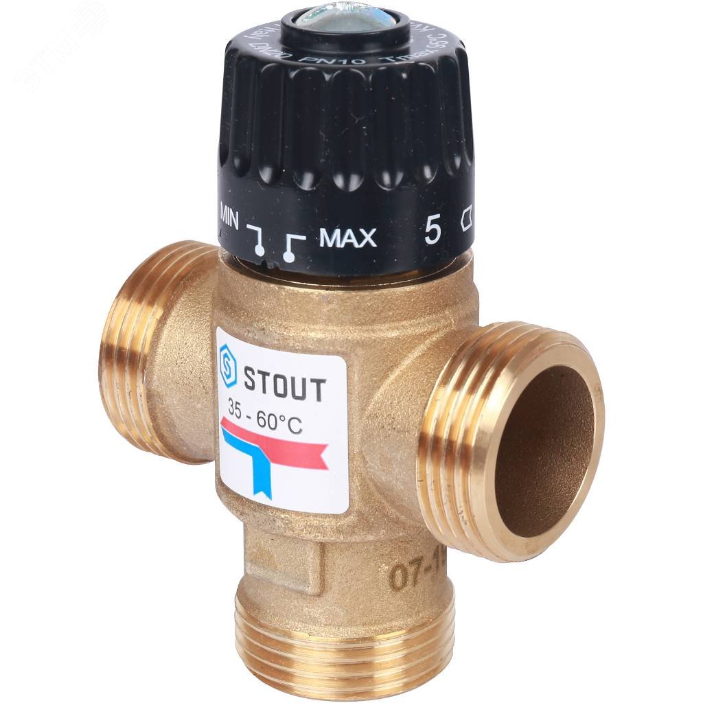 Клапан термостатический смесительный для сиcтем отопления и ГВС 1' резьба SVM-0120-256025 STOUT - превью