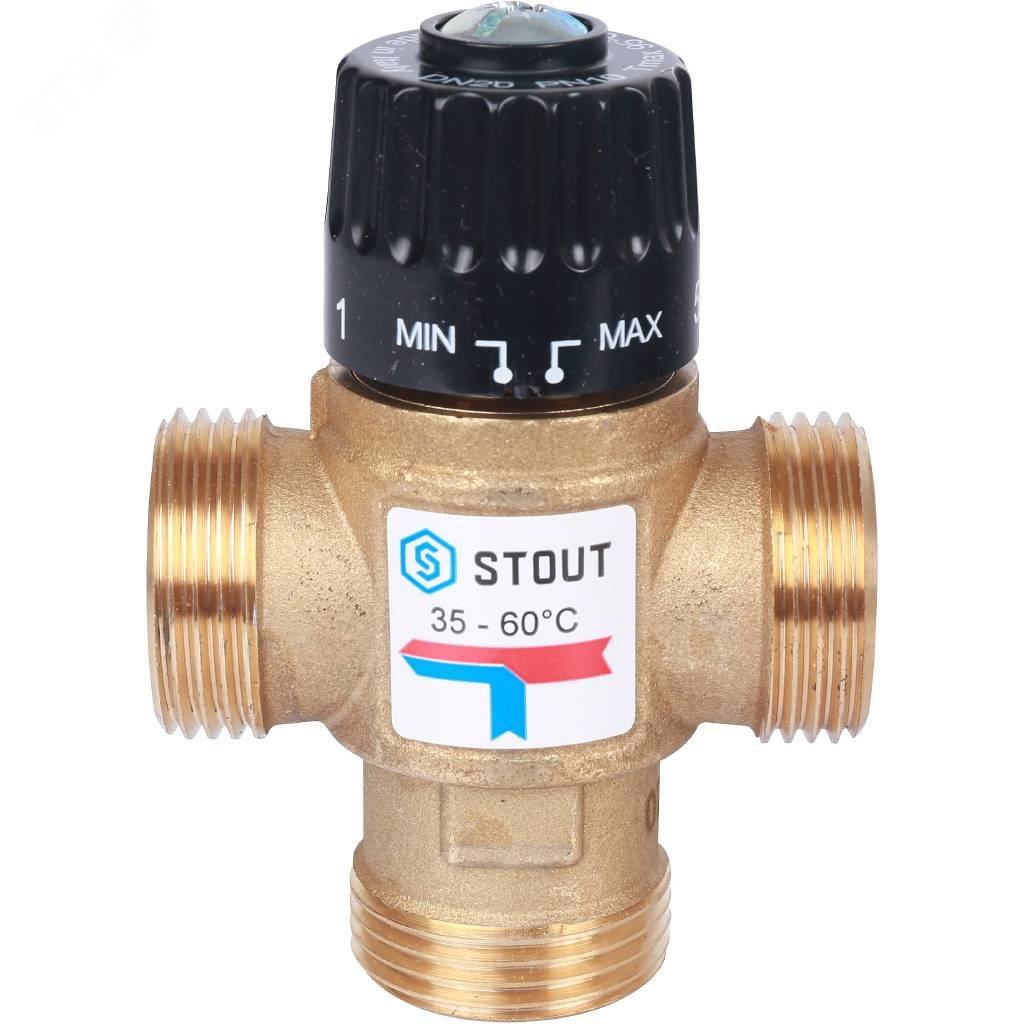 Клапан термостатический смесительный для сиcтем отопления и ГВС 1' резьба SVM-0120-256025 STOUT - превью 2