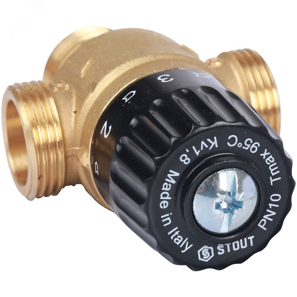 Клапан термостатический смесительный для систем отопления и ГВС 3/4' НР 30-65гр Kvs=1,8 SVM-0125-186520 STOUT - превью 5