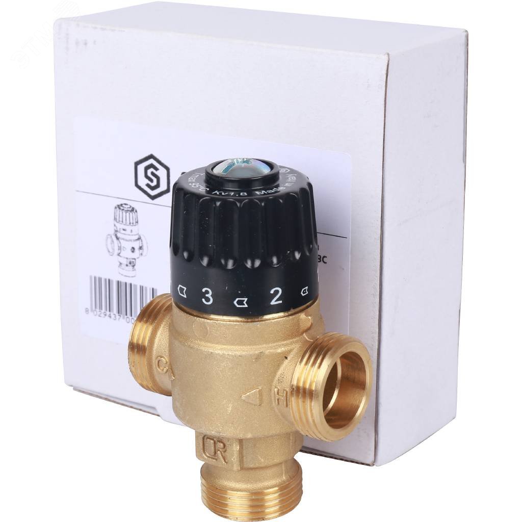 Клапан термостатический смесительный для систем отопления и ГВС 3/4' НР 30-65гр Kvs=1,8 SVM-0125-186520 STOUT - превью 7