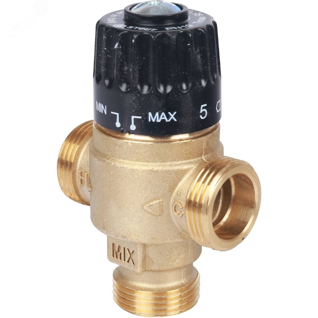 Клапан термостатический смесительный для систем отопления и ГВС 3/4' НР 30-65гр Kvs=2,3 SVM-0125-236520 STOUT - превью