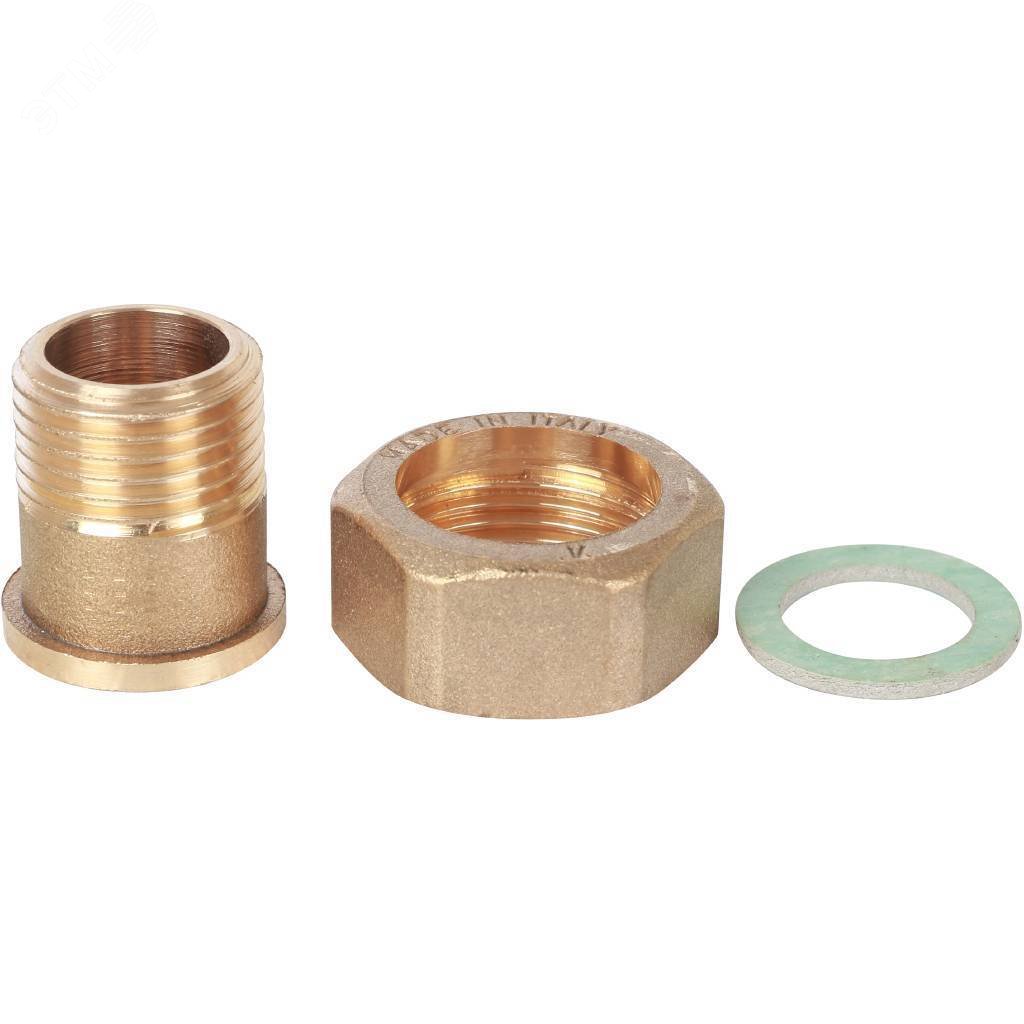 Изображение товара Штуцер с накидной гайкой под плоскую прокладку G 1/2M-G3/4RN изготовленный из латуни