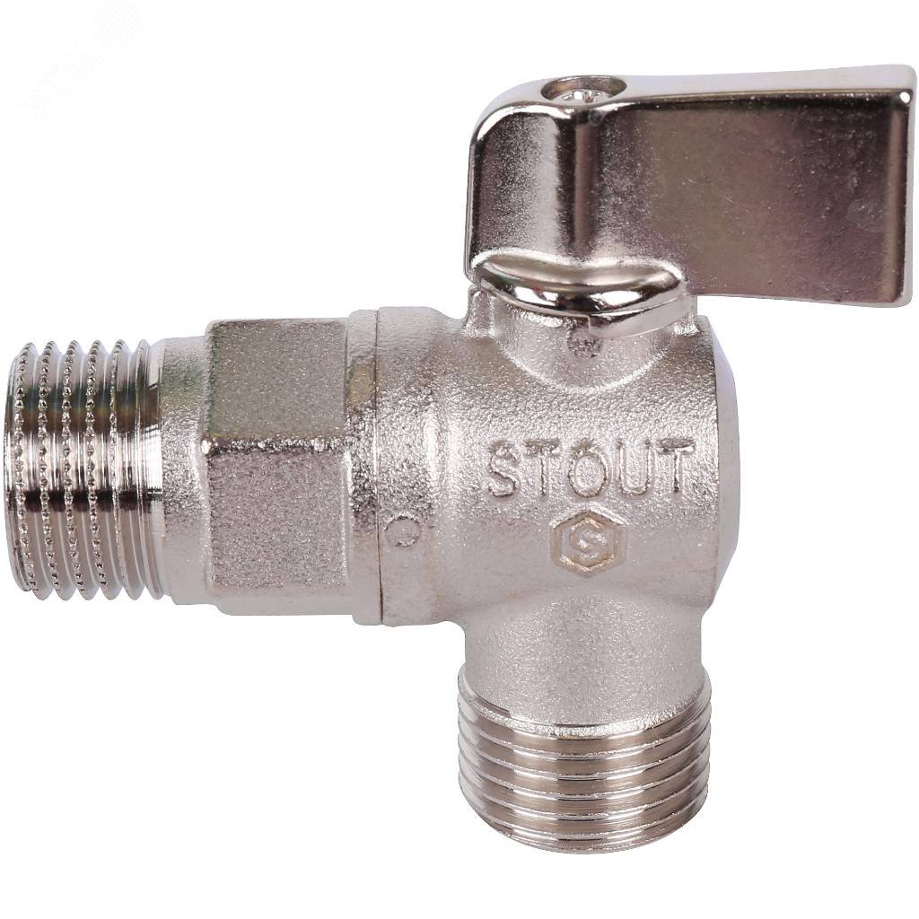 Кран шаровой угловой 1/2' для подключения санитарных приборов SVB-0059-001212 STOUT - превью 2