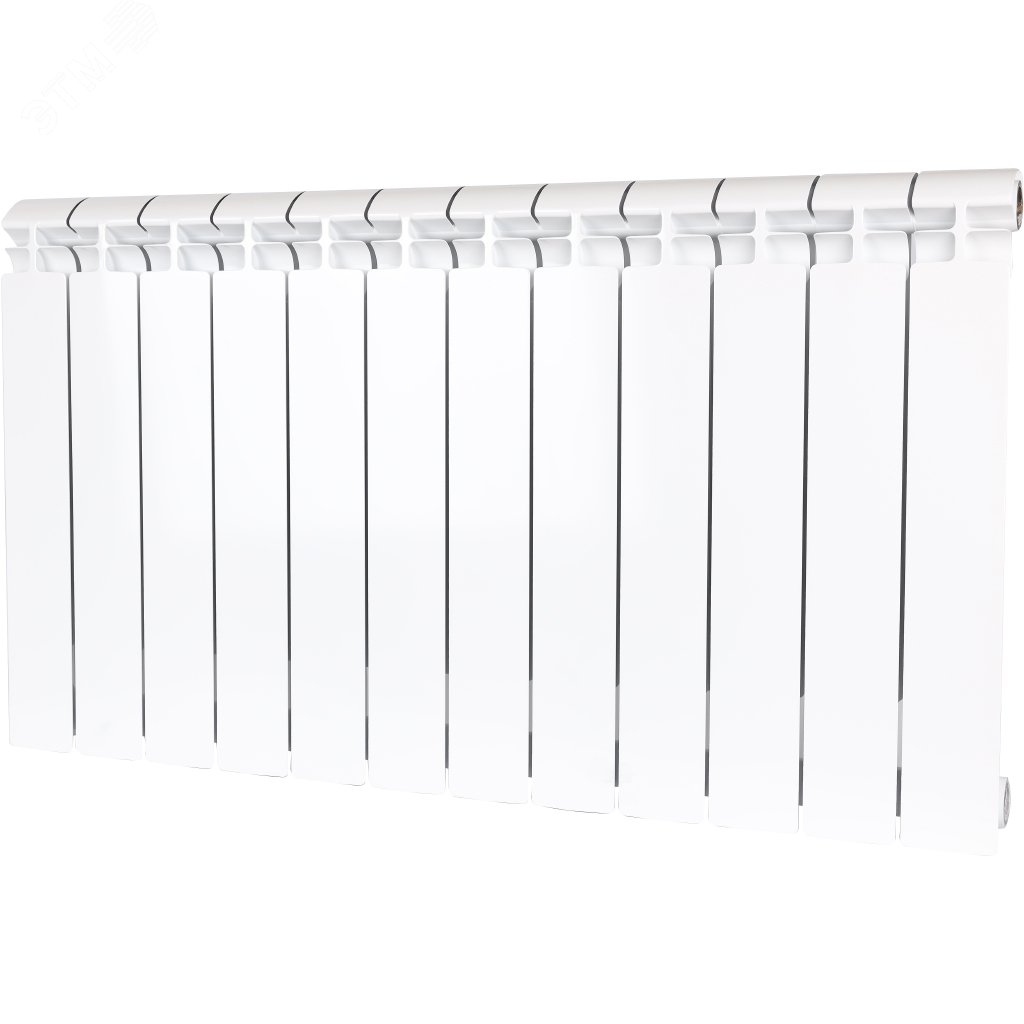Изображение товара Радиатор биметаллический секционный 12 секций 500 мм боковое подключение белый STOUT ALPHA