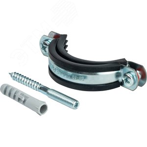 Хомут для труб комплект хомут+шпилька шуруп +дюбель пластиковый 2' (59-65) - фото 1