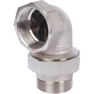 Соединение разъемное угловое 'американка' ВН, уплотнение под гайкой o-ring кольцо, никелированное 2' - фото 1