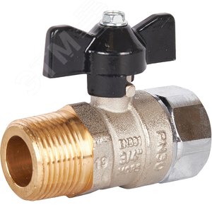 Кран шаровой с накидной гайкой, НР/накидная гайка, ручка бабочка 3/4x3/4 - фото 1