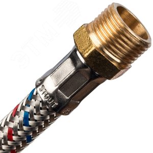 Подводка гибкая для воды НР 3/8' х ВР 1/2'  длина 60 см - фото 2