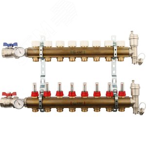 Изображение товара Коллекторная группа латунная 1' на 8 выходов со встроенными расходомерами (шт)