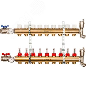 Изображение товара Коллекторная группа латунная 1' на 9 выходов со встроенными расходомерами (шт)