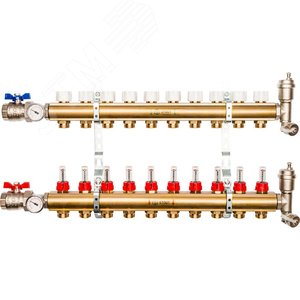 Изображение товара Коллекторная группа латунная 1' на 10 выходов со встроенными расходомерами (шт)