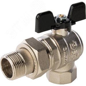 Кран шаровой со сгоном угловой 3/4' ВН ручка бабочка - фото 1