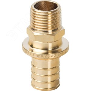 Переходник 25х1/2'НР с наружной резьбой, аксиальный, латунь - фото 1