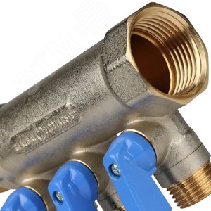 Коллектор с шаровыми кранами 1', 3 отвода 1/2' (синие ручки) SMB 6201 011203 STOUT - 7