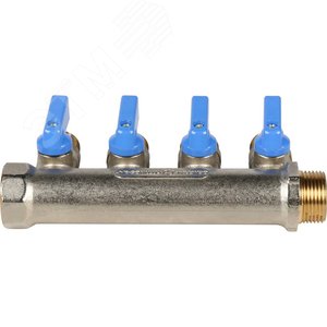 Коллектор с шаровыми кранами 3/4', 4 отвода 1/2' (синие ручки) SMB 6201 341204 STOUT - 4