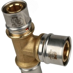 Тройник переходной 26х32х26 для металлопластиковых труб прессовой - фото 7