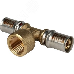 Тройник-переходник с внутренней резьбой 16х1/2'х16 для металлопластиковых труб прессовой - фото 1