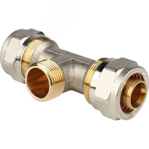 Тройник-переходник с наружной резьбой 3/4'х26 для металлопластиковых труб винтовой - фото 1