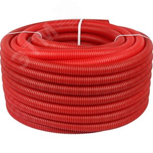 Труба гофрированная ПНД, цвет красный, наружным диаметром 35 мм для труб диаметром 25 мм