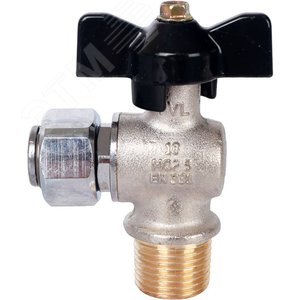 Кран шаровой с накидной гайкой угловой 1/2'X1/2' НР/накидная гайка ручка бабочка - фото 2