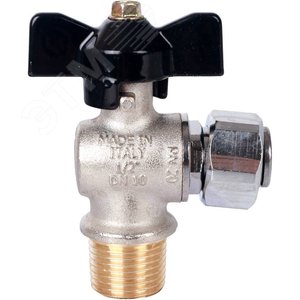 Кран шаровой с накидной гайкой угловой 1/2'X1/2' НР/накидная гайка ручка бабочка - фото 4