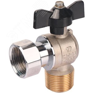 Кран шаровой с накидной гайкой угловой 3/4'X3/4' НР/накидная гайка ручка бабочка - фото 1