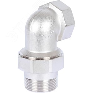 Соединение разъемное угловое 'американка' ВН, уплотнение под гайкой o-ring кольцо, никелированное 1'1/2 - фото 2