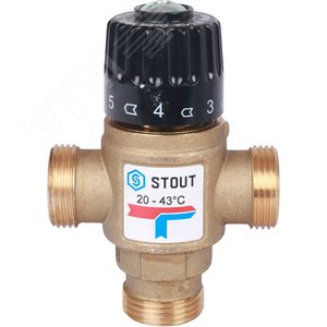 Клапан термостатический смесительный для систем отопления и ГВС 3/4' НР 20-43гр Kvs=1,6 SVM-0120-164320 STOUT - 5