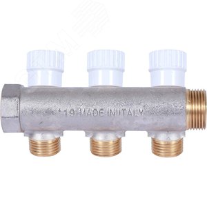 Коллектор распределительный 3/4', 3 отвода 1/2' плоское уплотнение - фото 2