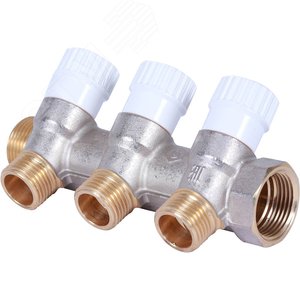 Коллектор распределительный 3/4', 3 отвода 1/2' плоское уплотнение - фото 4