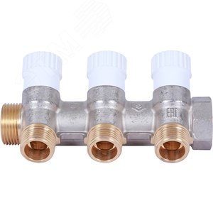 Коллектор распределительный 3/4', 3 отвода 1/2' плоское уплотнение - фото 5