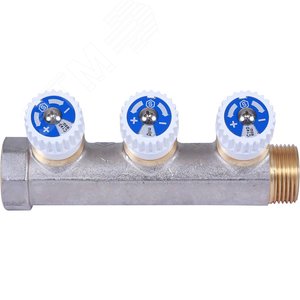 Коллектор распределительный 3/4', 3 отвода 1/2' плоское уплотнение - фото 6