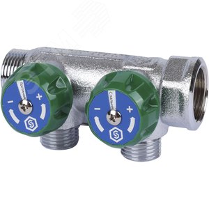 Коллектор регулирующий 3/4', 2 отвода 1/2' плоское уплотнение - фото 4