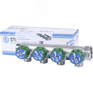 Коллектор регулирующий 3/4', 4 отвода 1/2' плоское уплотнение - фото 9