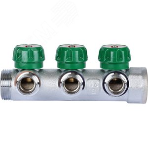 Коллектор регулирующий 1', 3 отвода 1/2' плоское уплотнение - фото 2