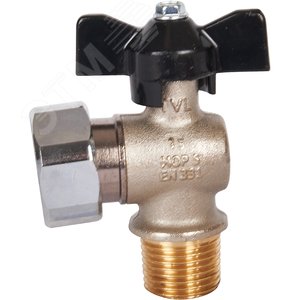 Кран шаровой с накидной гайкой угловой, НР/накидная гайка, ручка бабочка 1/2x3/4 - фото 4