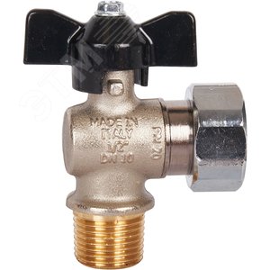 Кран шаровой с накидной гайкой угловой, НР/накидная гайка, ручка бабочка 1/2x3/4 - фото 5