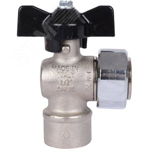 Кран шаровой с накидной гайкой угловой, ВР/накидная гайка, ручка бабочка 1/2x3/4 - фото 2