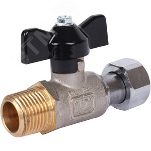 Кран шаровой с накидной гайкой, НР/накидная гайка, ручка бабочка 1/2x1/2 - фото 2