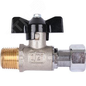 Кран шаровой с накидной гайкой, НР/накидная гайка, ручка бабочка 1/2x1/2 - фото 4