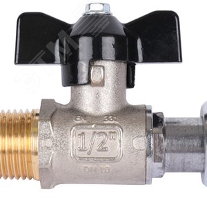 Кран шаровой с накидной гайкой, НР/накидная гайка, ручка бабочка 1/2x1/2 - фото 5