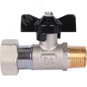 Кран шаровой с накидной гайкой, НР/накидная гайка, ручка бабочка 1/2x3/4 - фото 2