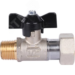 Кран шаровой с накидной гайкой, НР/накидная гайка, ручка бабочка 1/2x3/4 - фото 4