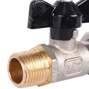 Кран шаровой с накидной гайкой, НР/накидная гайка, ручка бабочка 1/2x3/4 - фото 6