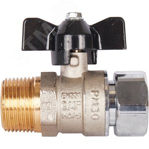 Кран шаровой с накидной гайкой, НР/накидная гайка, ручка бабочка 3/4x3/4 - фото 2