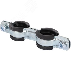 Двойной хомут для труб, комплект хомут+шпилька шуруп +дюбель пластиковый 1/2' (20-24) - фото 5