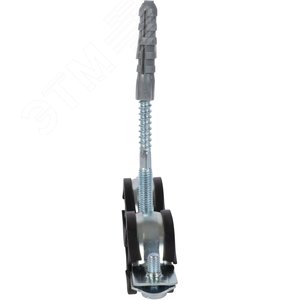 Двойной хомут для труб, комплект хомут+шпилька шуруп +дюбель пластиковый 1' (32-35) - фото 5