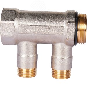 Коллектор с шаровыми кранами 1', 2 отвода 1/2' (синие ручки) - фото 6