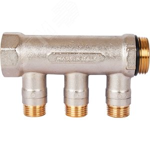 Коллектор с шаровыми кранами 1', 3 отвода 1/2' (синие ручки) - фото 5